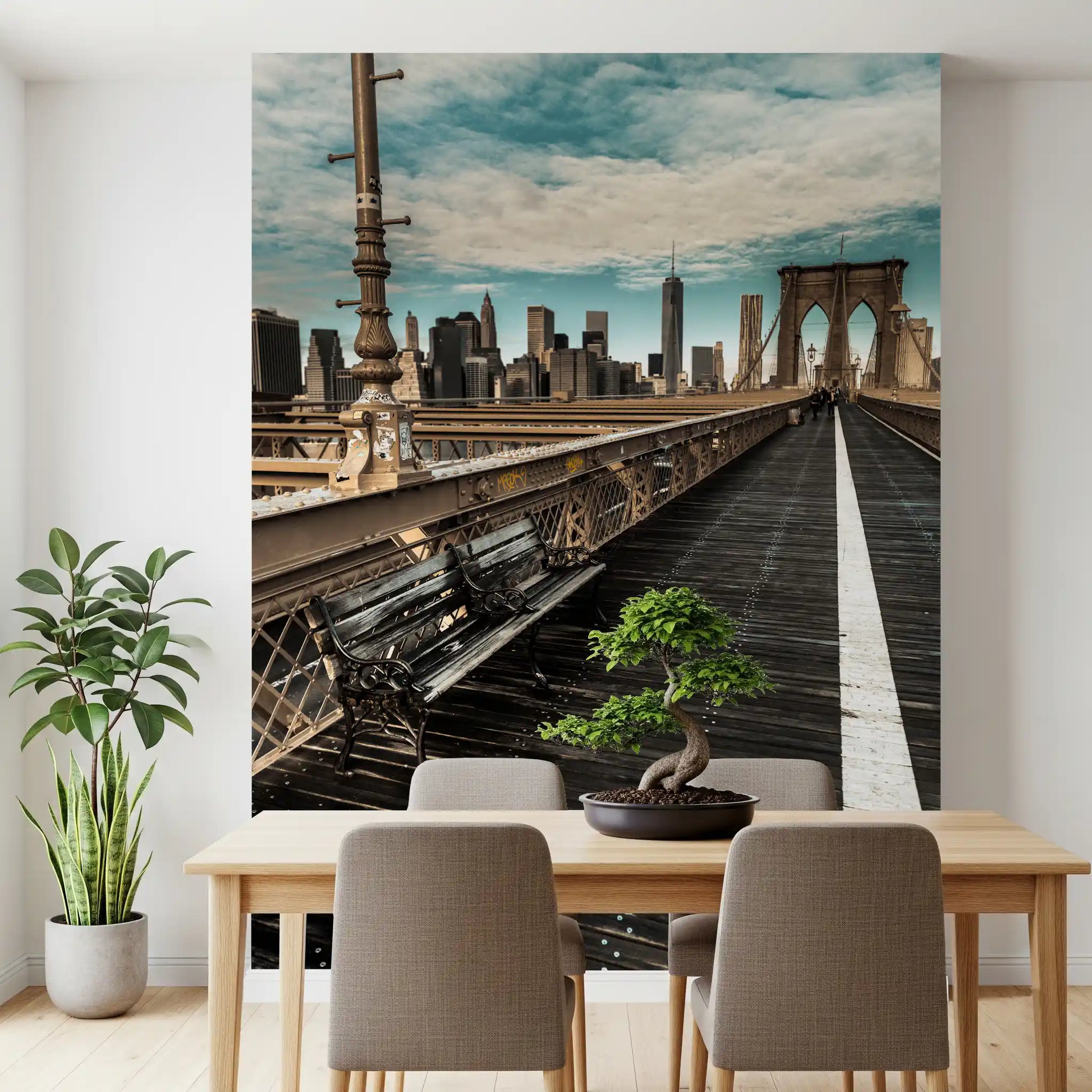 Brooklyn Bridge Pedestrian Walkway Skyline Wall Mural