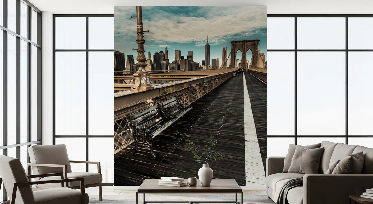 Brooklyn Bridge Pedestrian Walkway Skyline Wall Mural