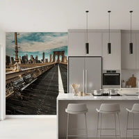 Brooklyn Bridge Pedestrian Walkway Skyline Wall Mural