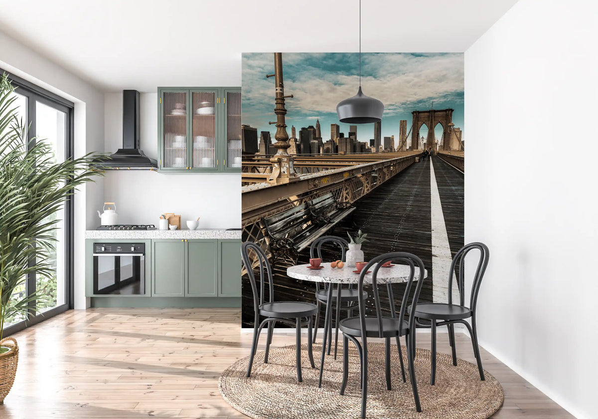 Brooklyn Bridge Pedestrian Walkway Skyline Wall Mural