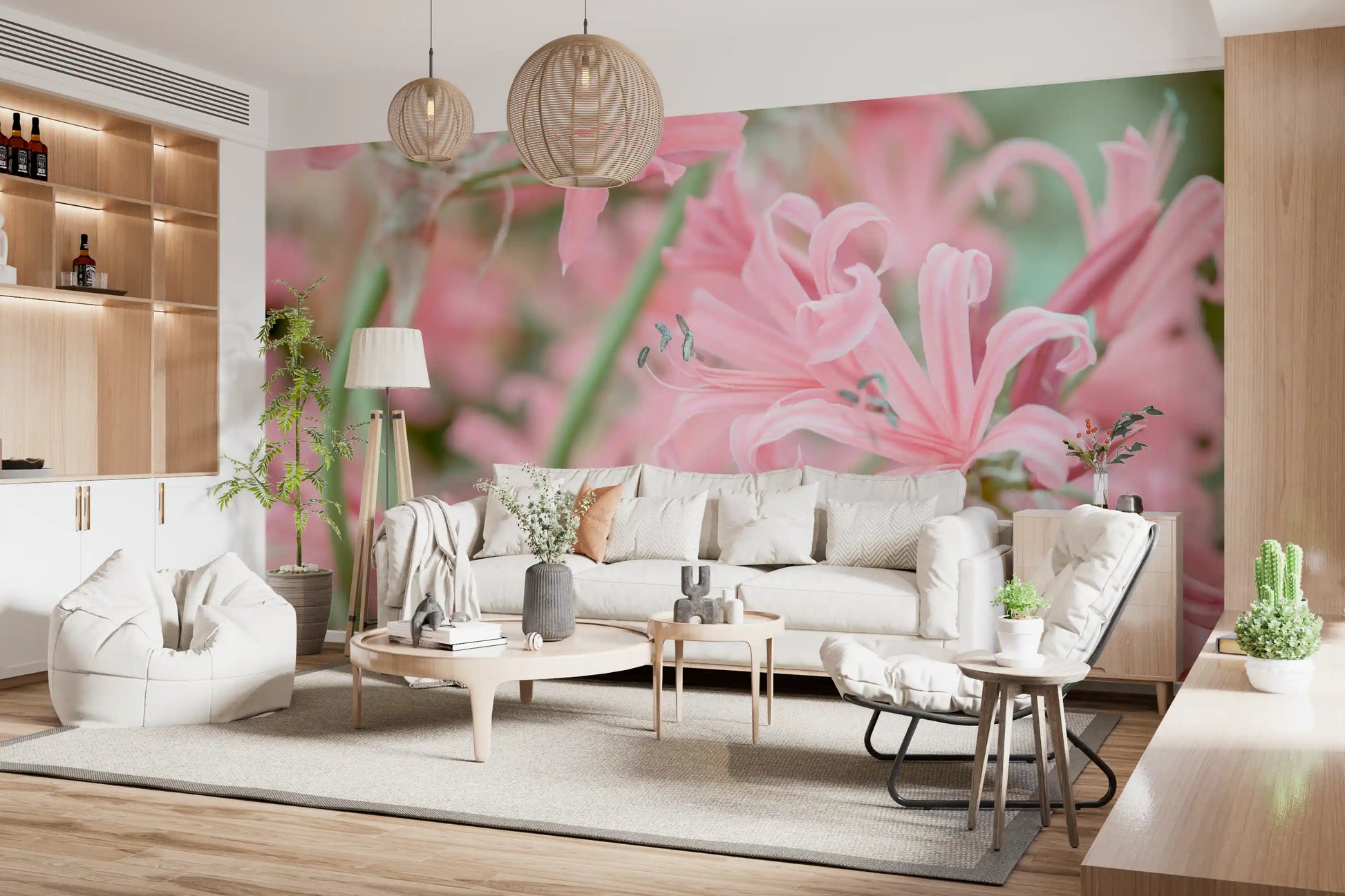 Abstract Pink Petal Layers Wall Mural