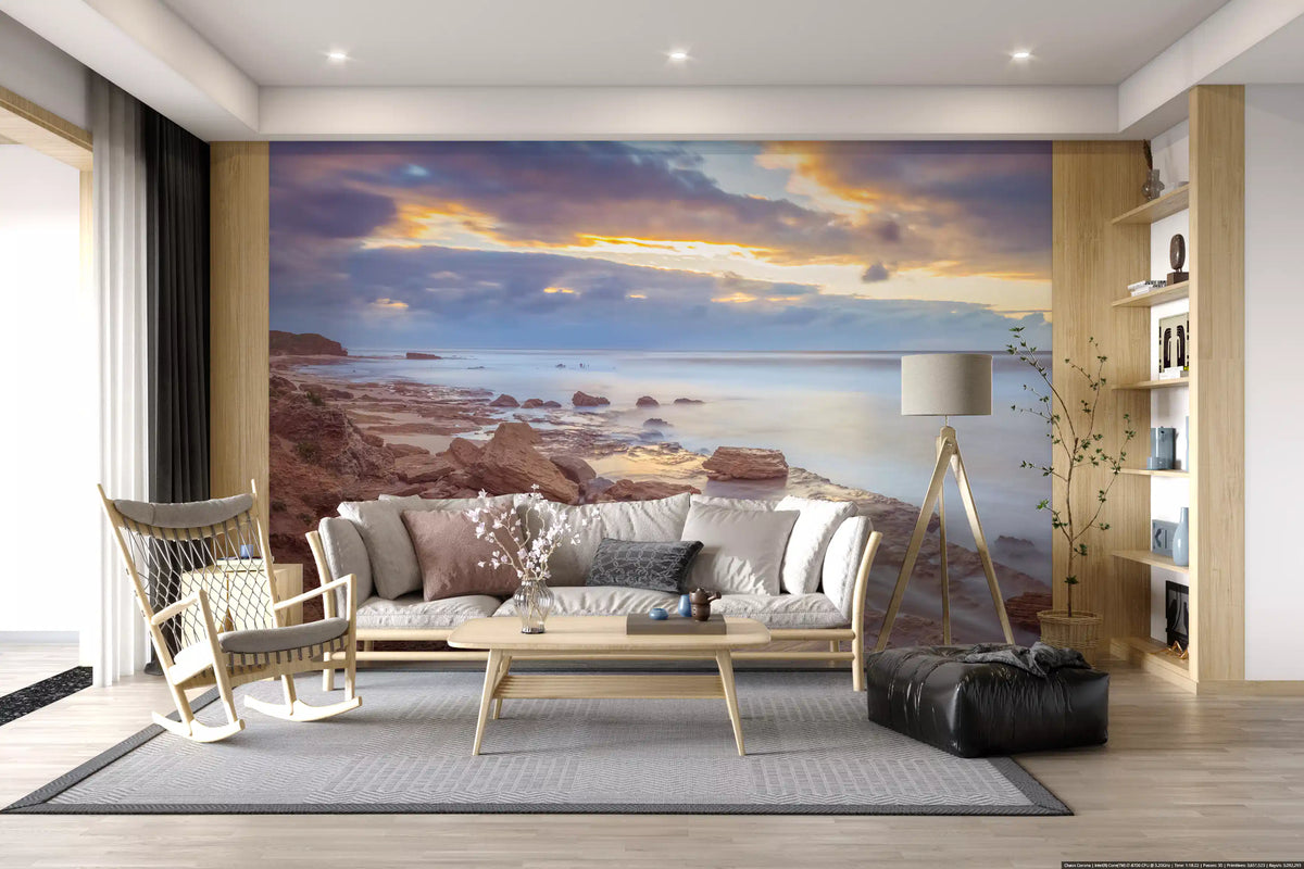 Twilight Shoreline Rocks Wall Mural