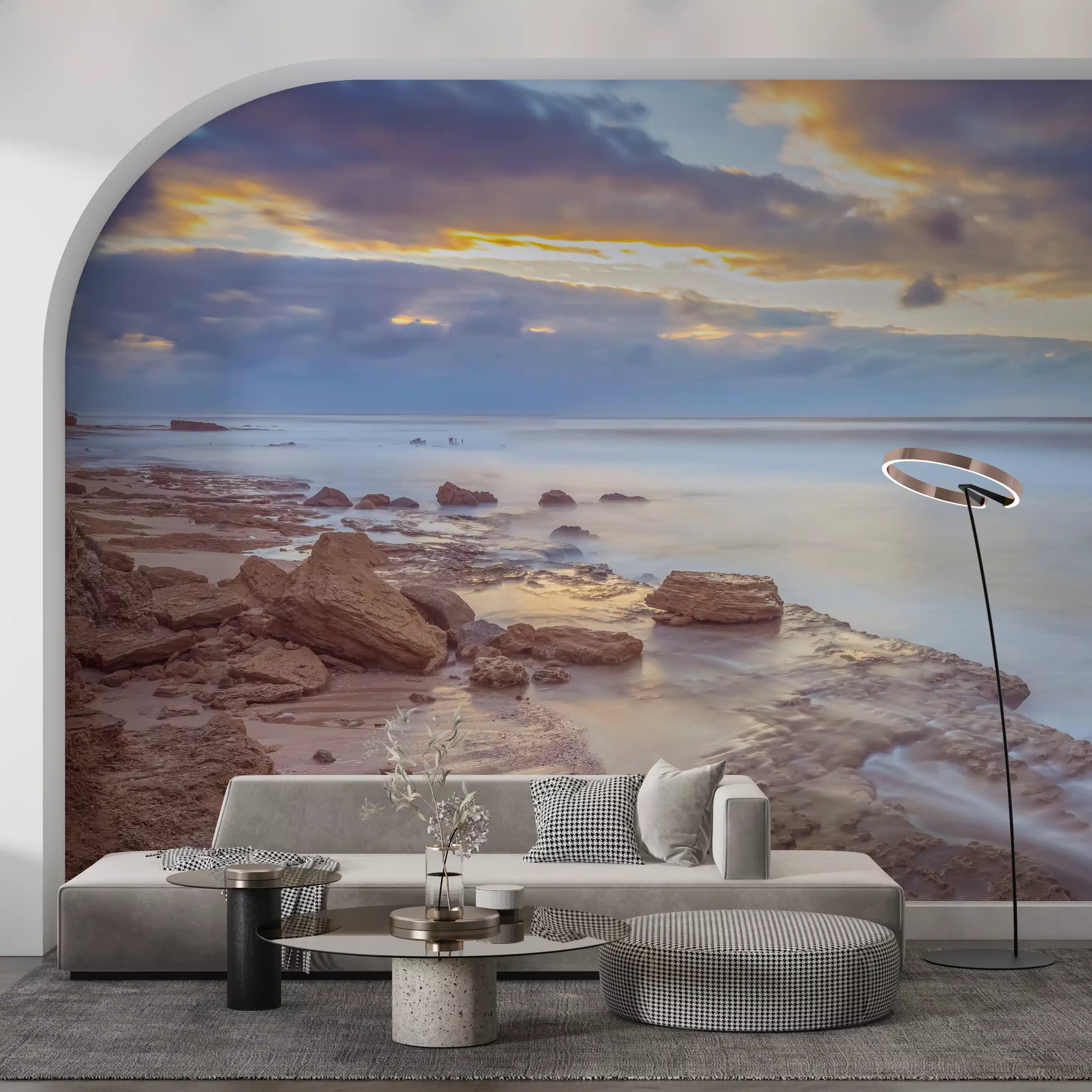 Twilight Shoreline Rocks Wall Mural