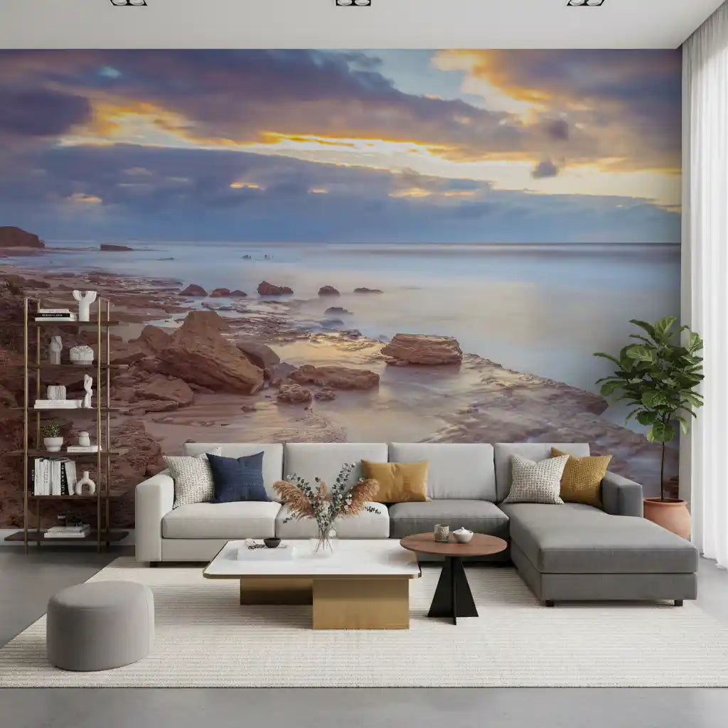 Twilight Shoreline Rocks Wall Mural