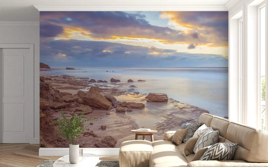 Twilight Shoreline Rocks Wall Mural