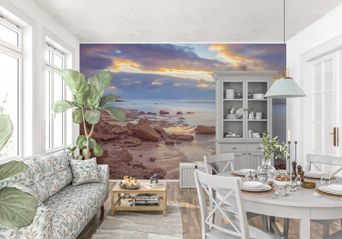 Twilight Shoreline Rocks Wall Mural
