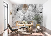 Abstract Petal Layers in Monochrome Wall Mural