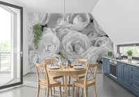 Abstract Petal Layers in Monochrome Wall Mural