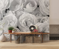 Abstract Petal Layers in Monochrome Wall Mural