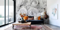 Abstract Petal Layers in Monochrome Wall Mural