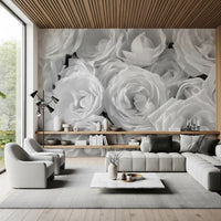 Abstract Petal Layers in Monochrome Wall Mural