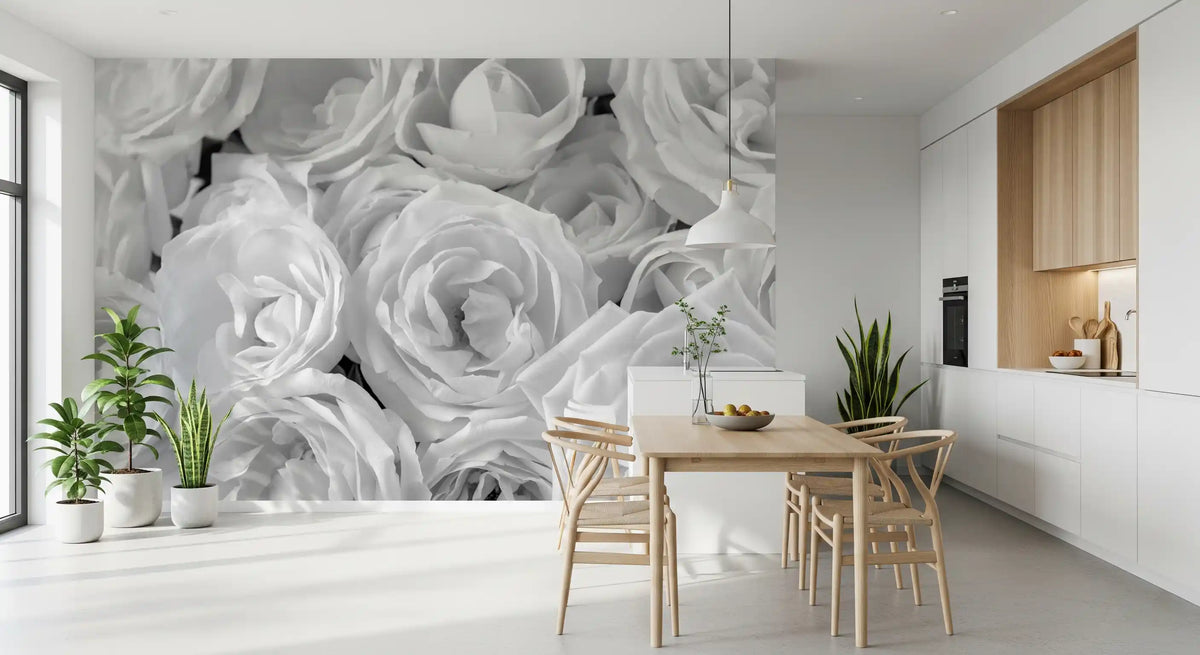 Abstract Petal Layers in Monochrome Wall Mural