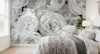 Abstract Petal Layers in Monochrome Wall Mural