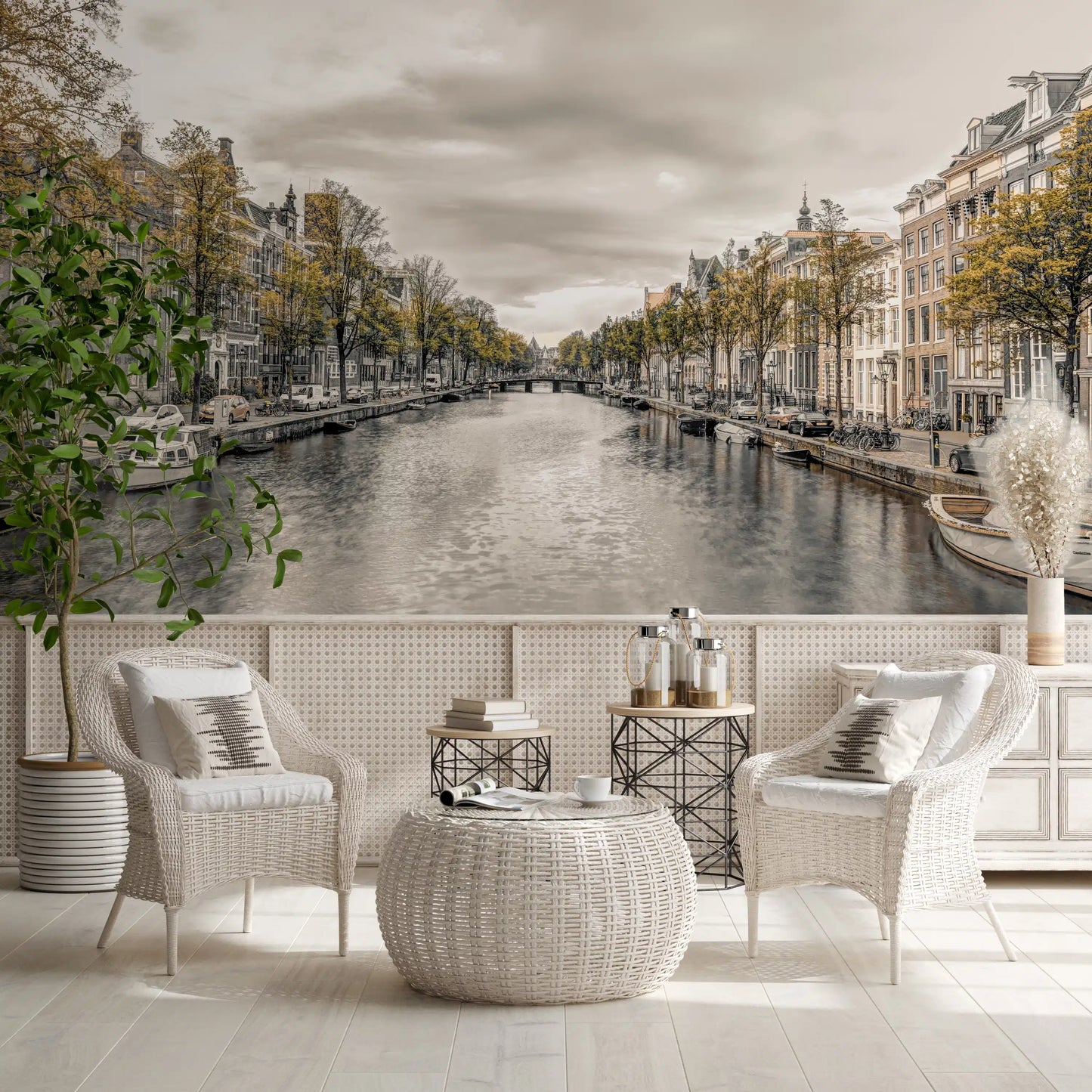 Classic Dutch Canal Architecture Wall Mural