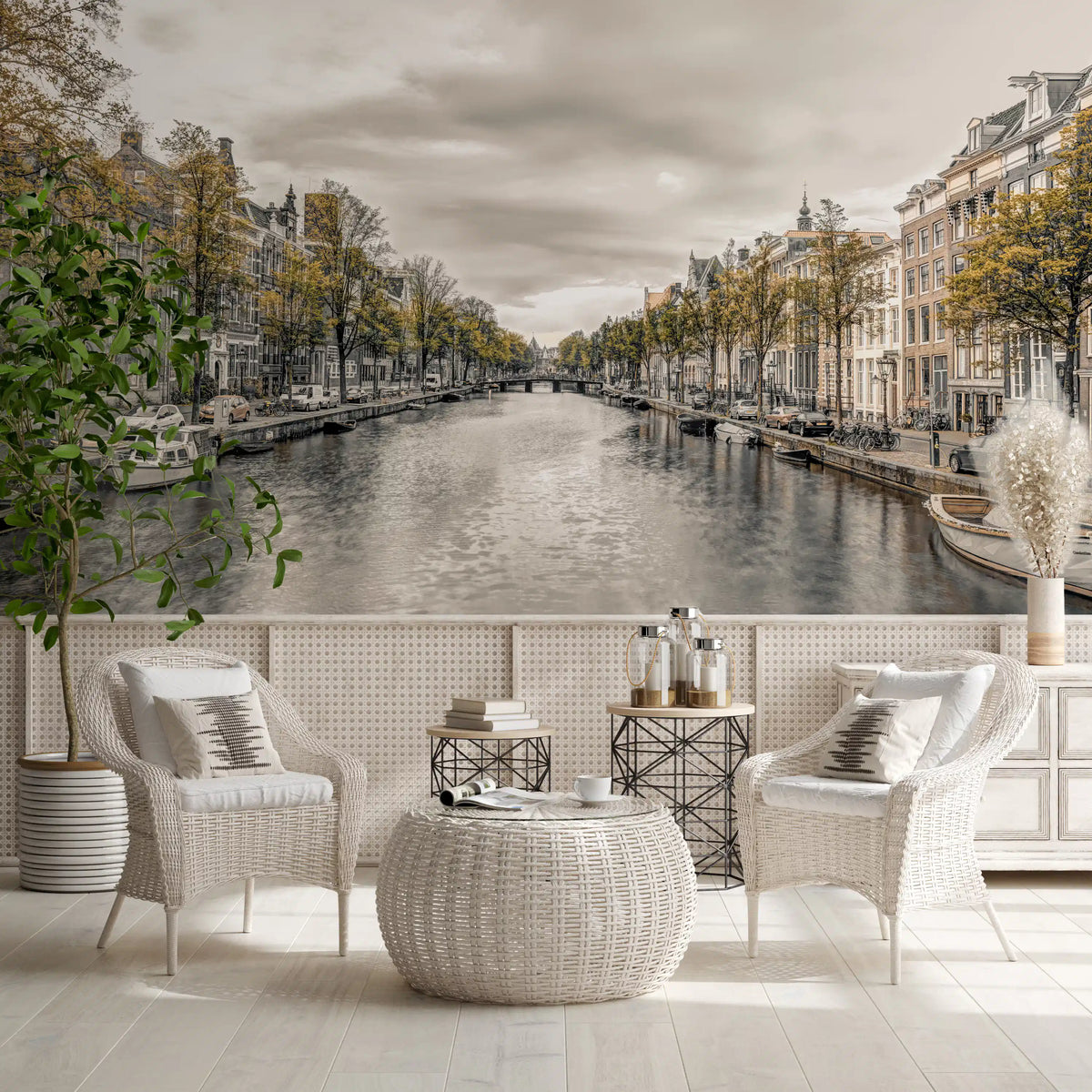 Classic Dutch Canal Architecture Wall Mural