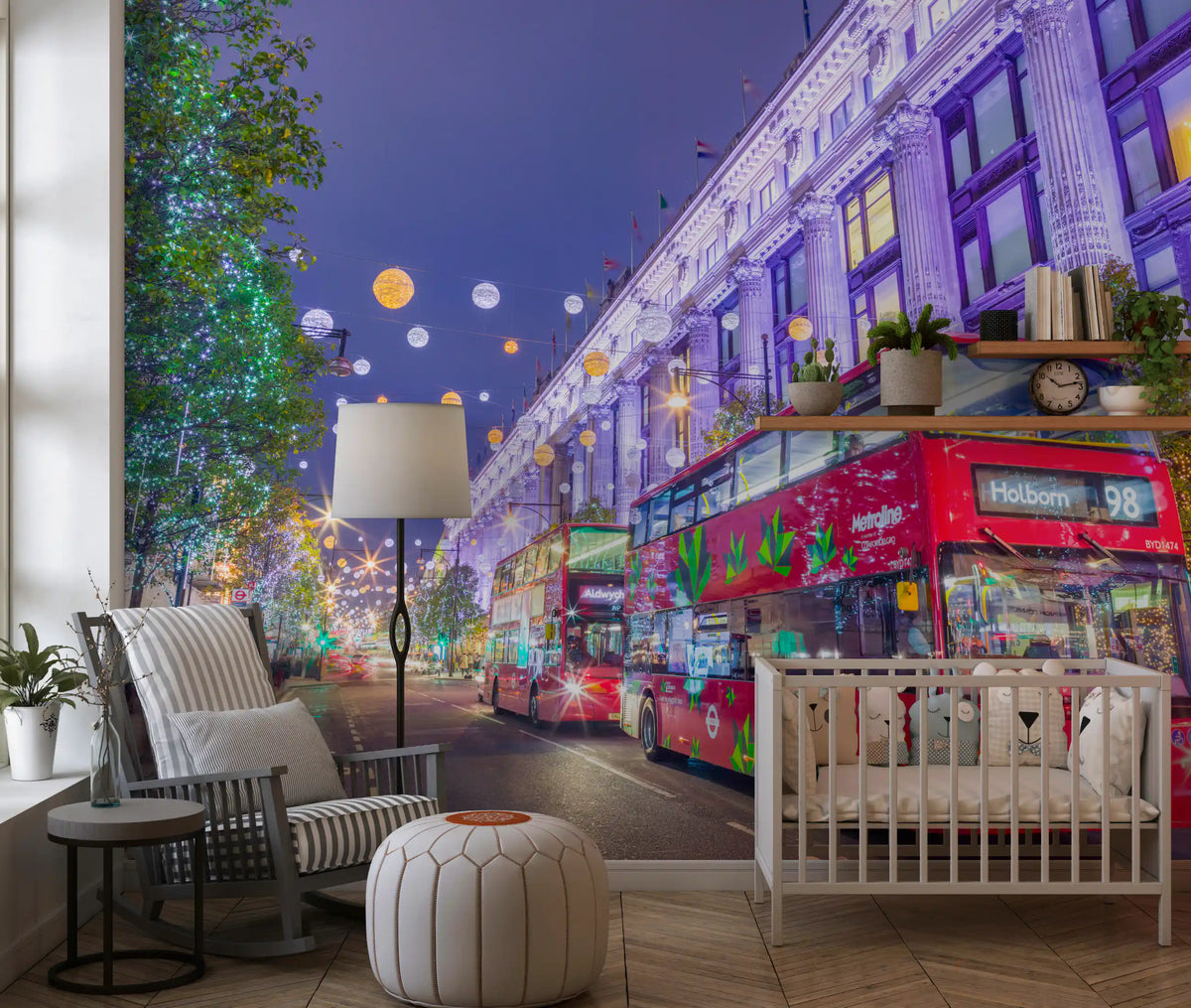 London Festive Street Scene Wall Mural