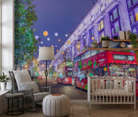 London Festive Street Scene Wall Mural