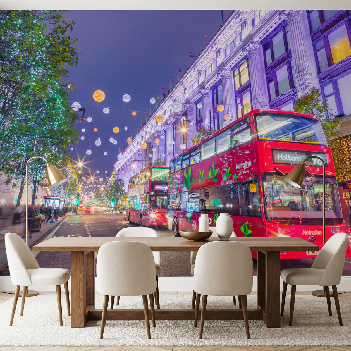 London Festive Street Scene Wall Mural