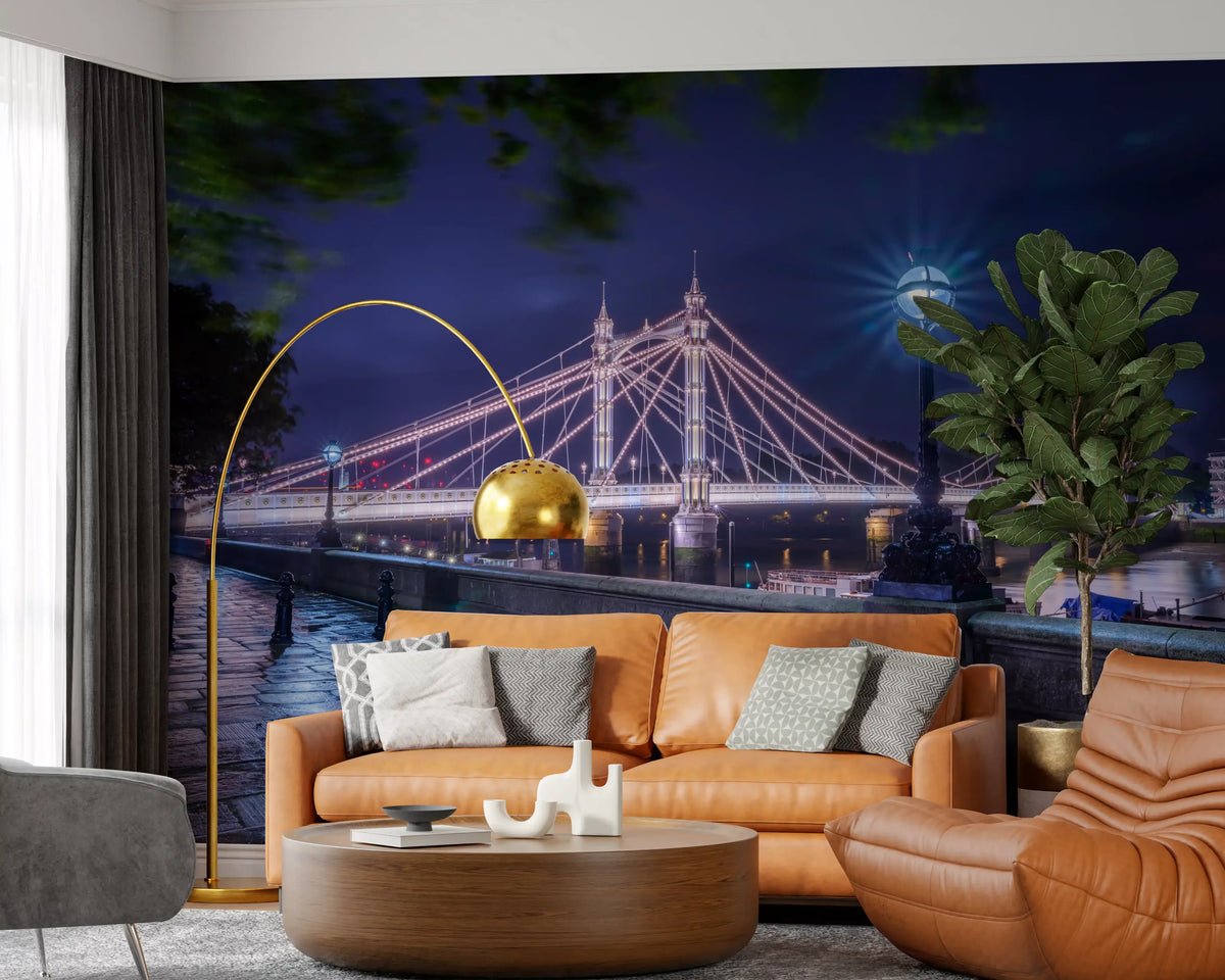 Riverside Night Archway Reflection Wall Mural