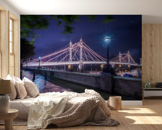Riverside Night Archway Reflection Wall Mural