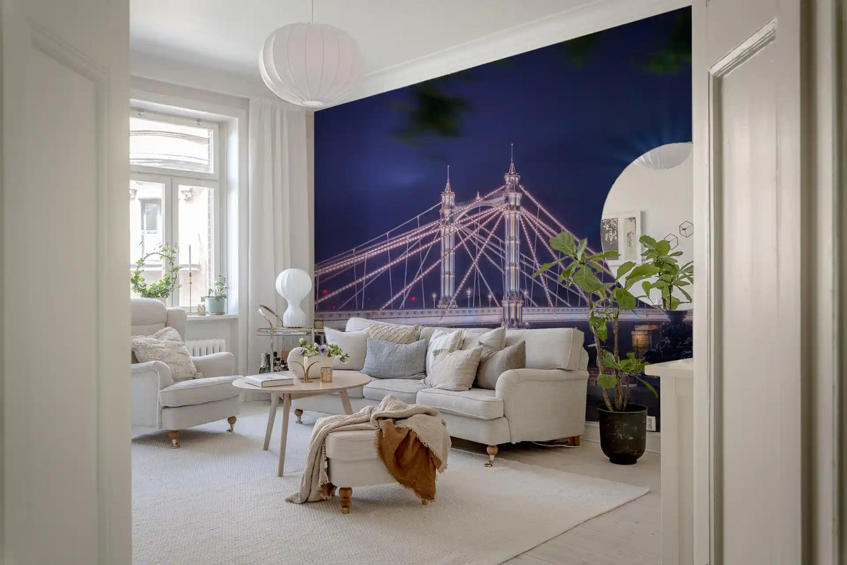 Riverside Night Archway Reflection Wall Mural