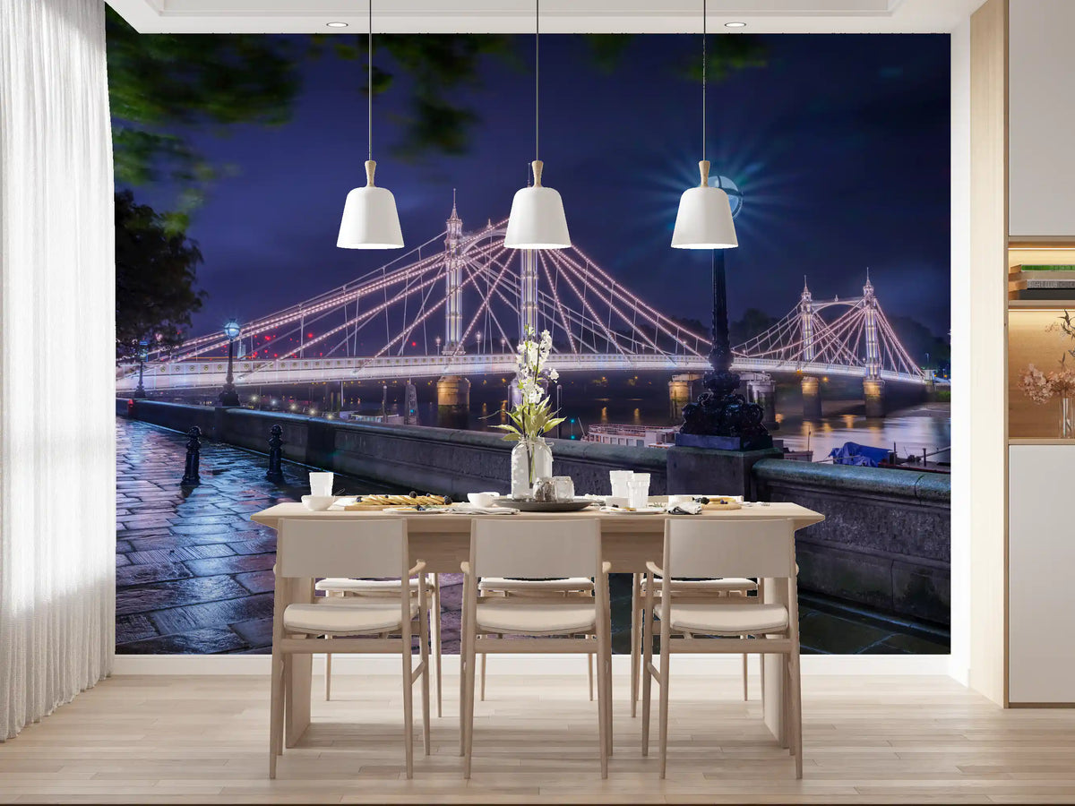 Riverside Night Archway Reflection Wall Mural