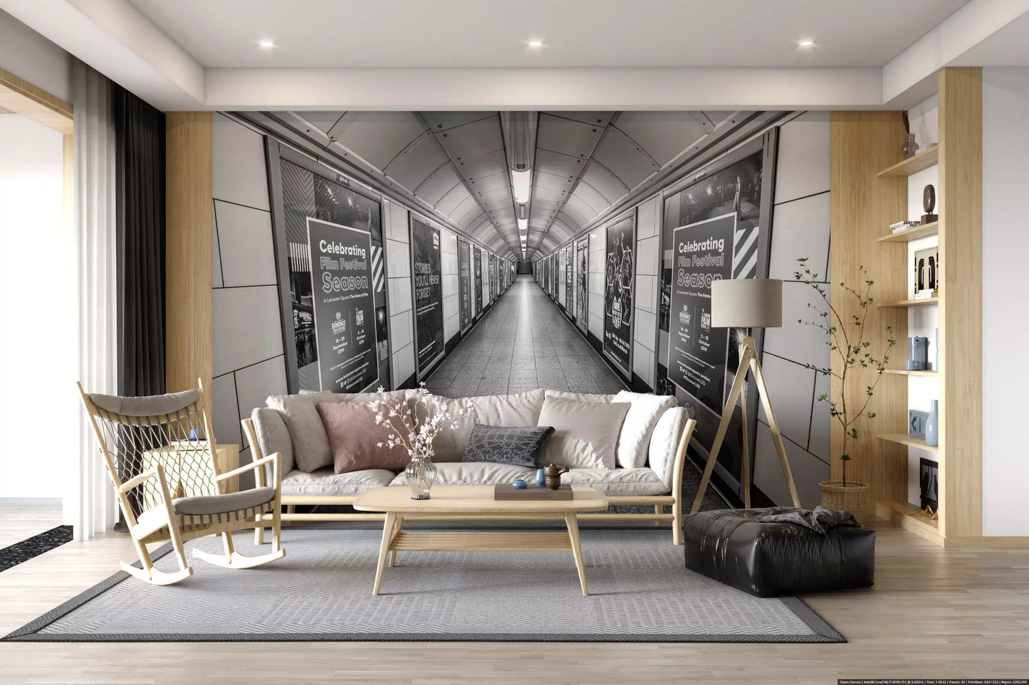 Subterranean Transit Corridor Wall Mural