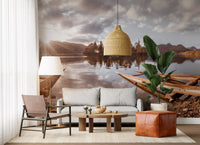 Autumn Lakeside Sunset Reflection Wall Mural