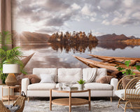 Autumn Lakeside Sunset Reflection Wall Mural