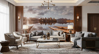 Autumn Lakeside Sunset Reflection Wall Mural