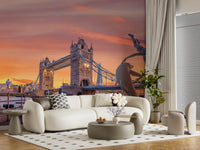 Evening Fountain at Tower Bridge Wall Mural