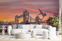Evening Fountain at Tower Bridge Wall Mural