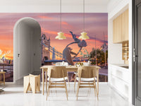 Evening Fountain at Tower Bridge Wall Mural