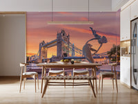Evening Fountain at Tower Bridge Wall Mural