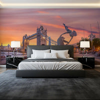 Evening Fountain at Tower Bridge Wall Mural