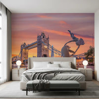 Evening Fountain at Tower Bridge Wall Mural