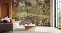 Reflective Woodland River Path Wall Mural