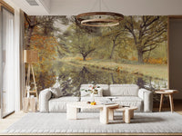 Reflective Woodland River Path Wall Mural