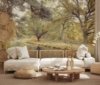 Reflective Woodland River Path Wall Mural