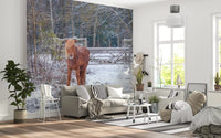 Rustic Winter Woodland Pony Wall Mural