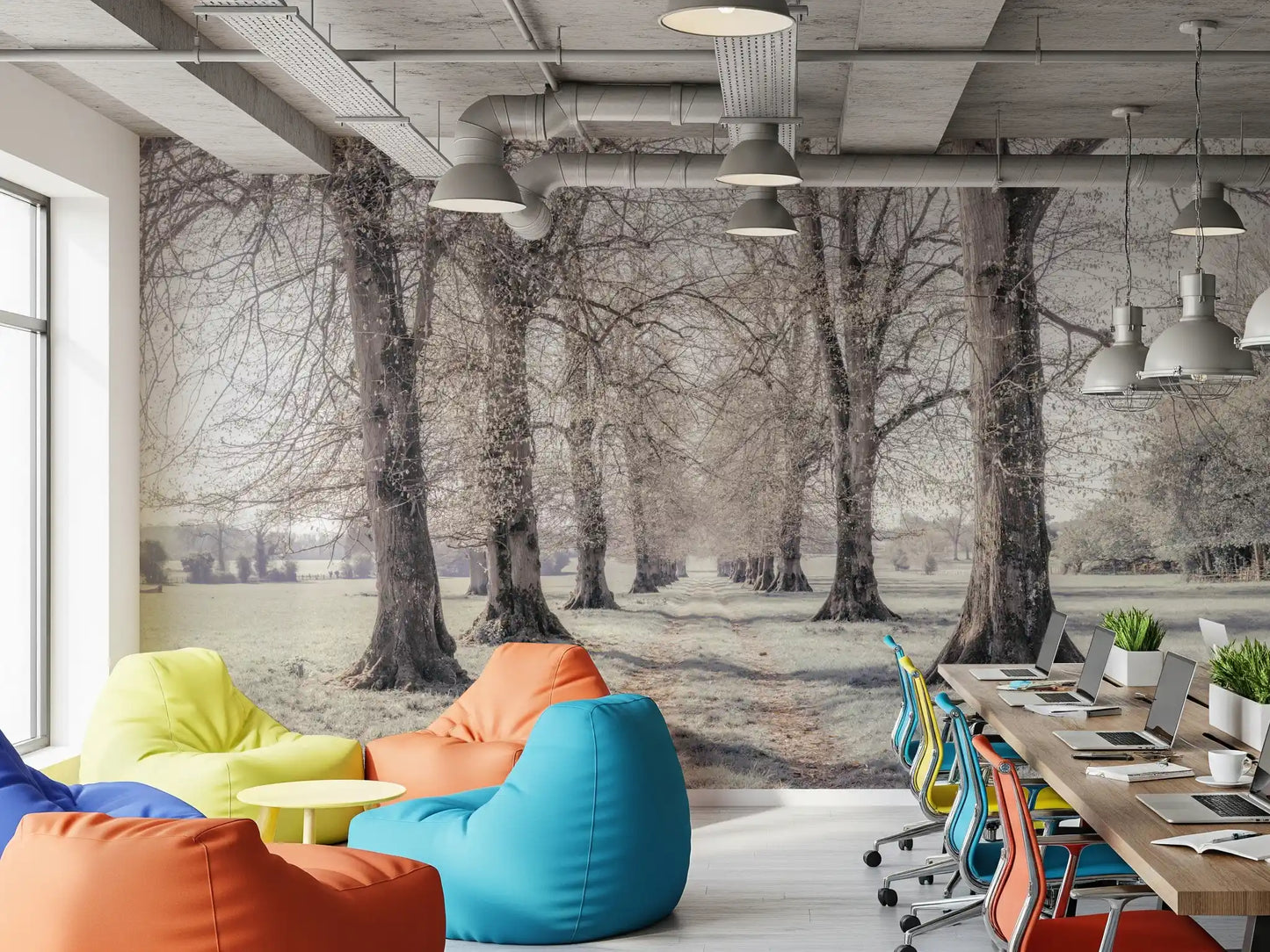 Rustic Winter Grove Perspective Wall Mural