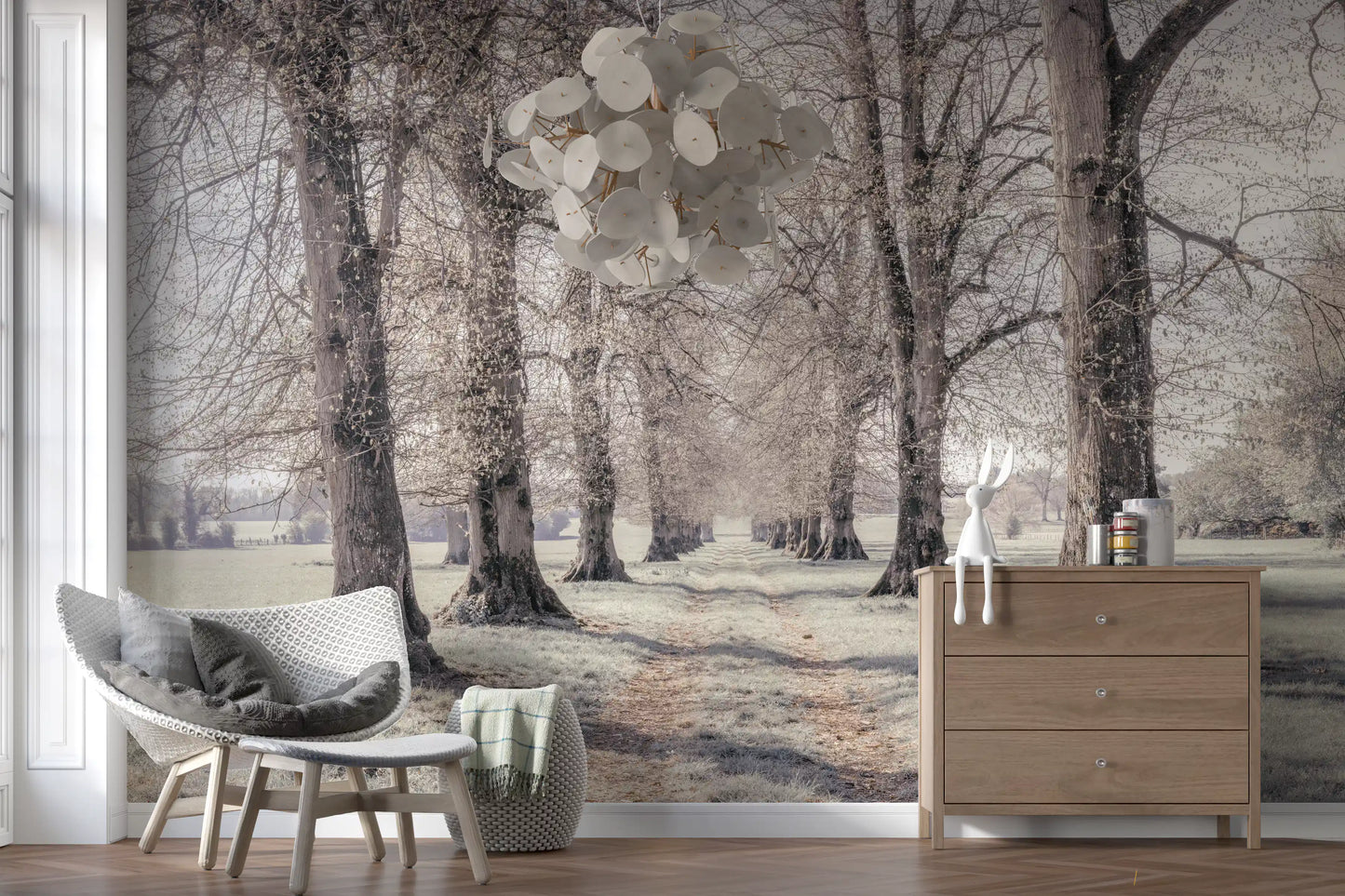 Rustic Winter Grove Perspective Wall Mural