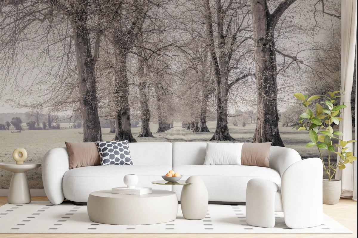 Rustic Winter Grove Perspective Wall Mural