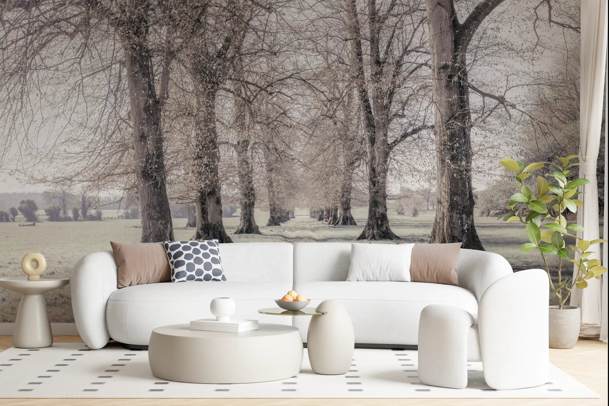 Rustic Winter Grove Perspective Wall Mural