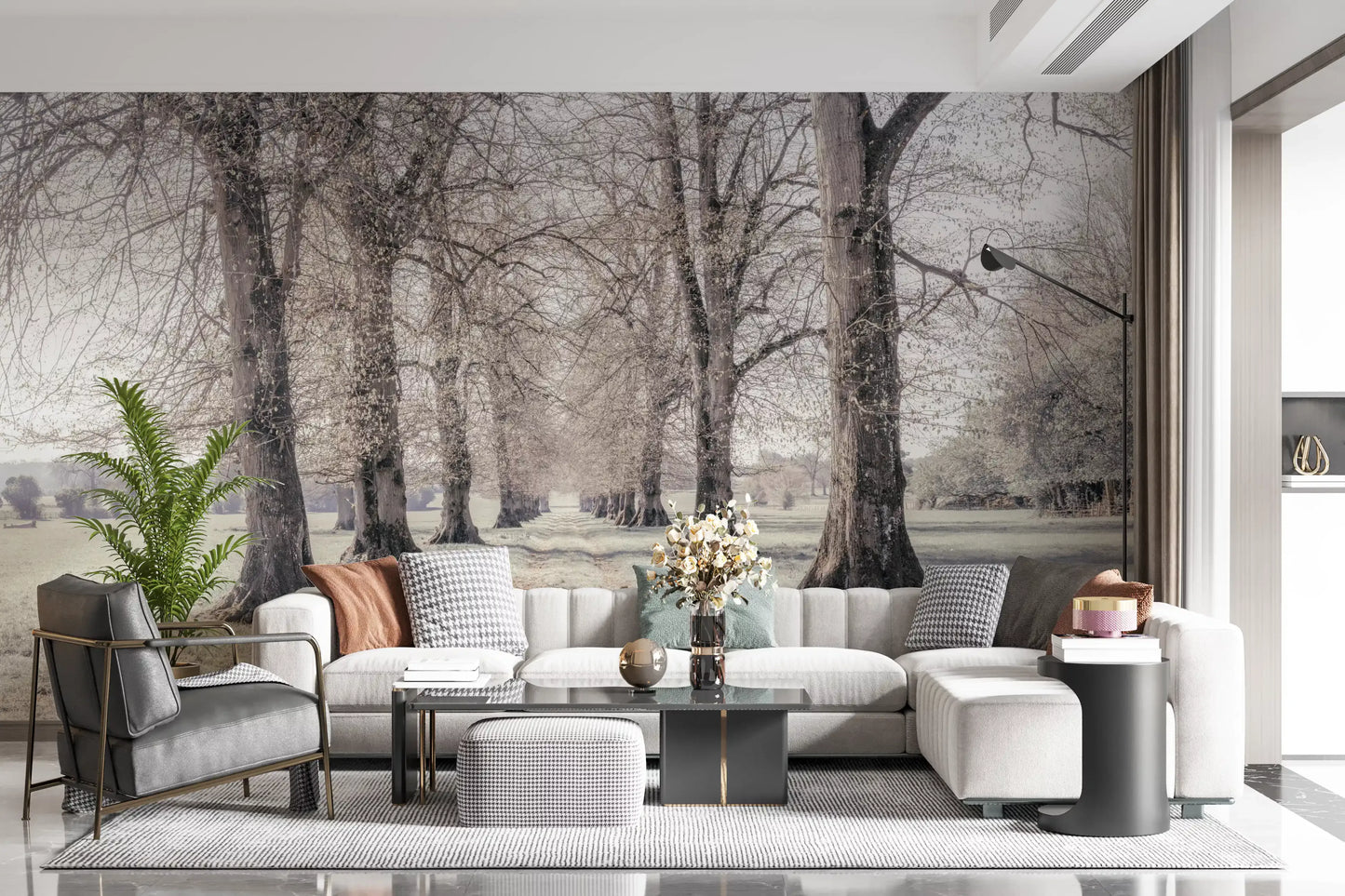 Rustic Winter Grove Perspective Wall Mural