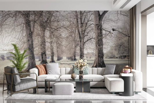 Rustic Winter Grove Perspective Wall Mural