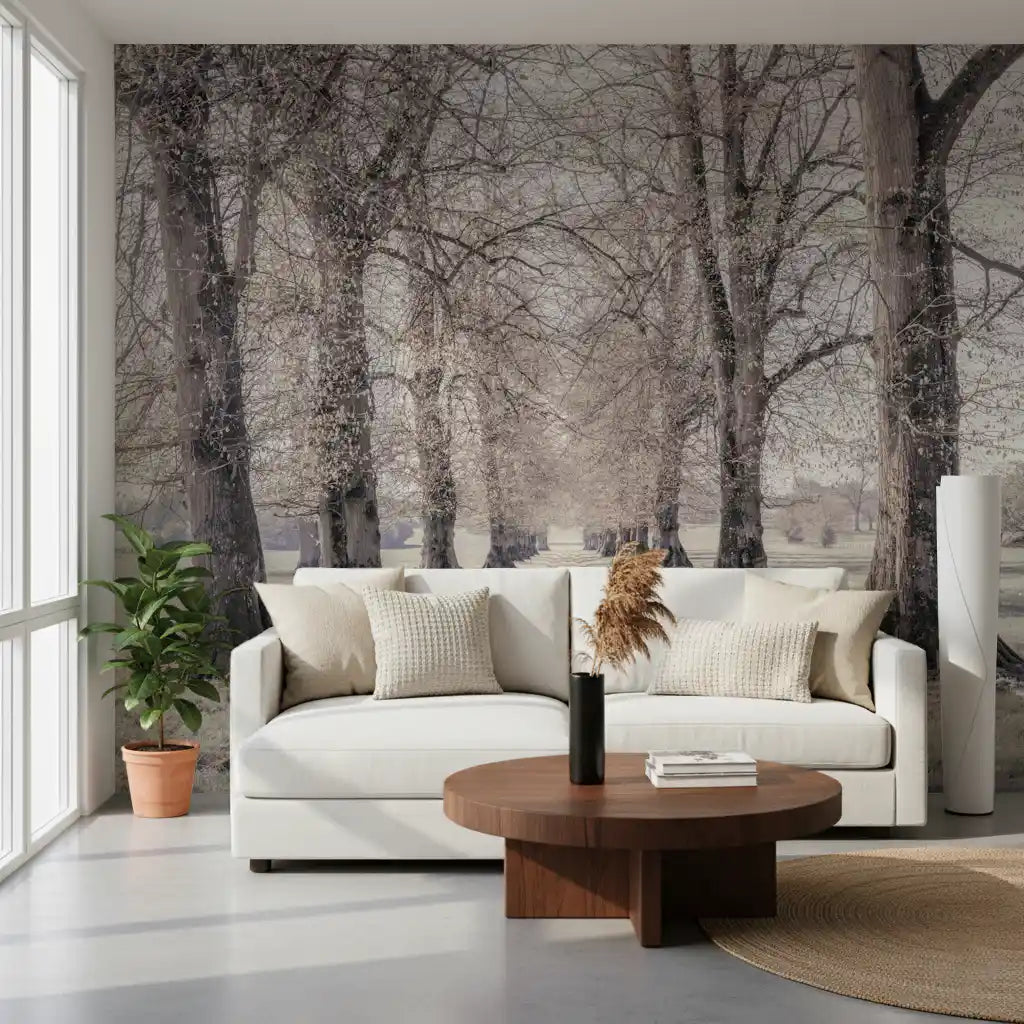 Rustic Winter Grove Perspective Wall Mural