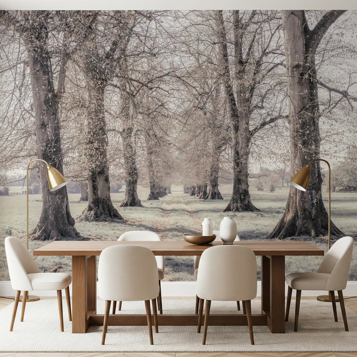 Rustic Winter Grove Perspective Wall Mural