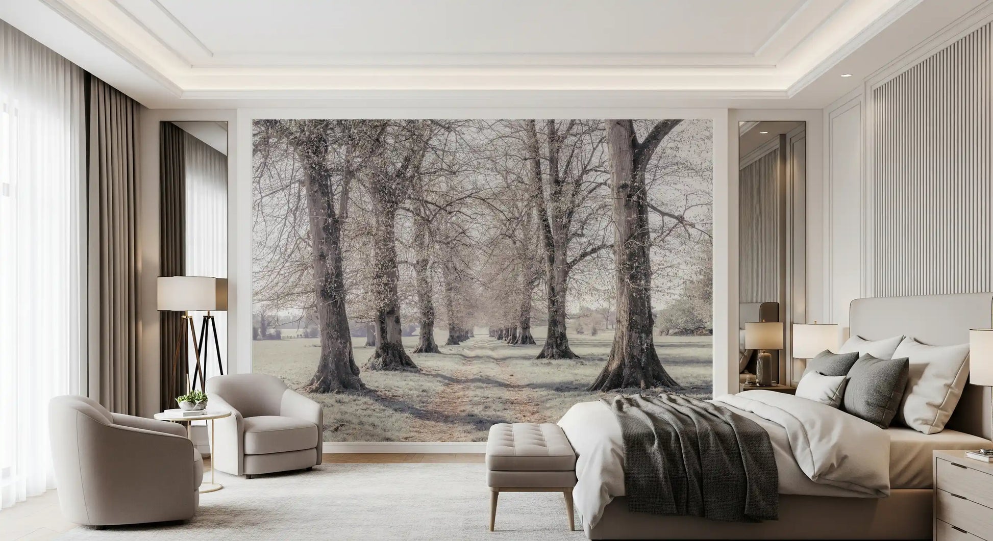 Rustic Winter Grove Perspective Wall Mural