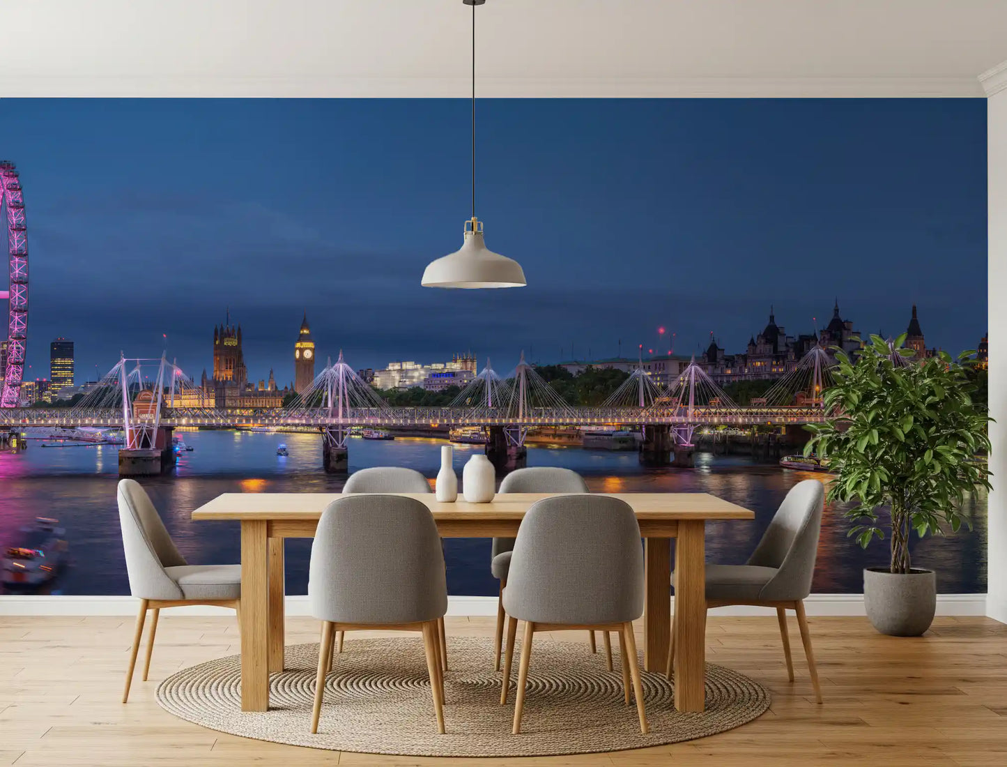 Evening Lights over the River Thames Wall Mural
